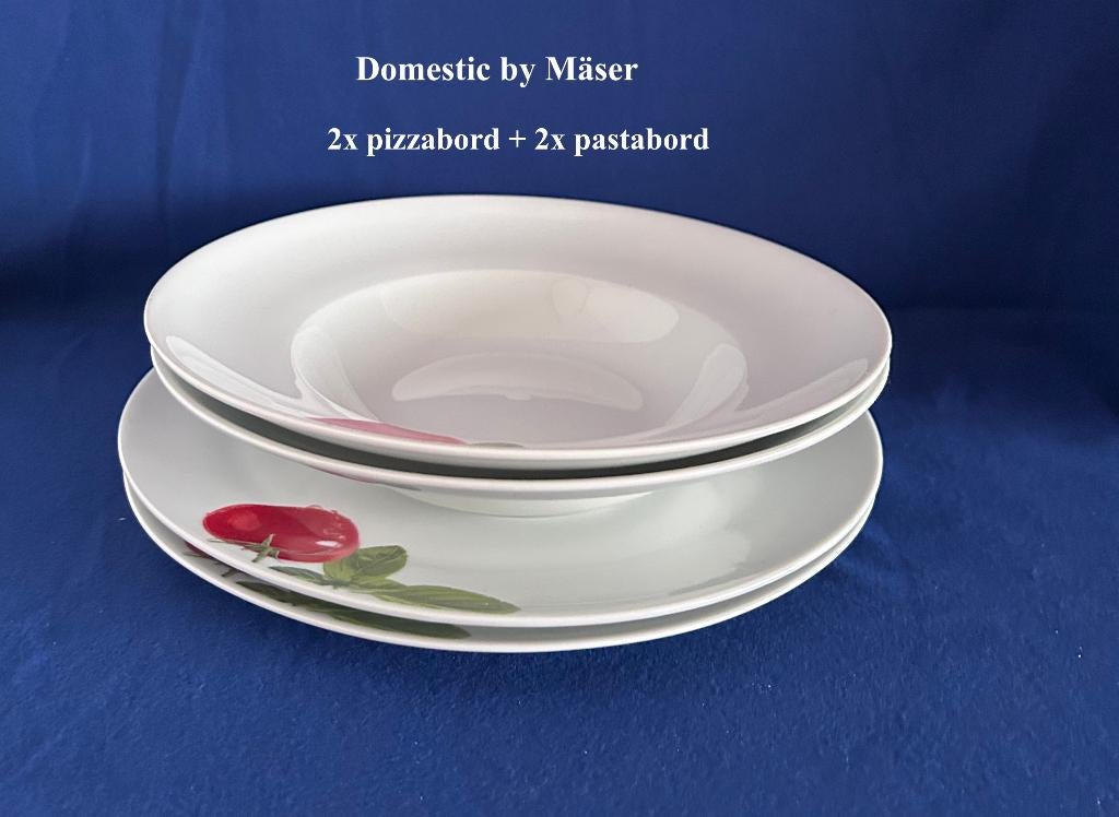 4 Borden € 30 Domestic by Mäser 2x Pizzabord + 2x Pastabord, Ophalen, Zo goed als nieuw, Bord(en), Overige stijlen