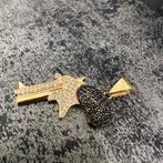 14 karaat gouden revolver kettinghanger pistool, Ophalen of Verzenden, Nieuw, Goud, Kruis of Symbool