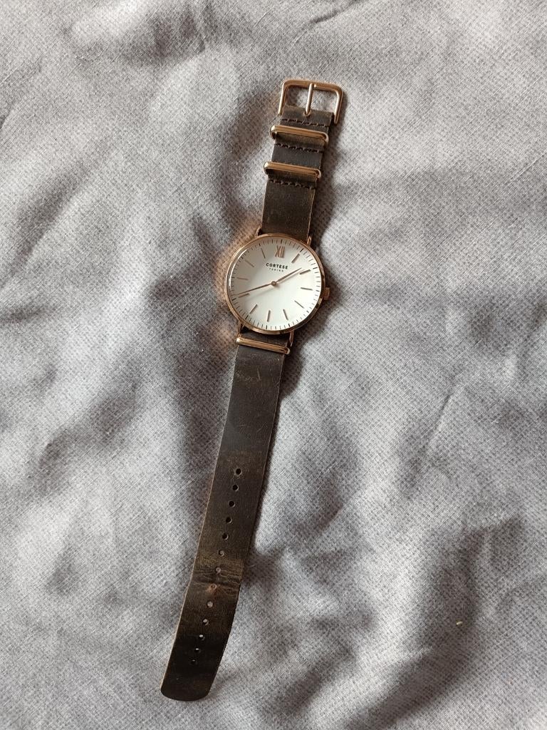 Cortese Torino Horloge (goud/leder), Overige merken, Overige materialen, Polshorloge, Ophalen of Verzenden