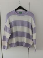 Benetton fijngebreide paars/wit strepen trui mt.XL *NIEUW*, Benetton, Ophalen, Nieuw, Maat 46/48 (XL) of groter