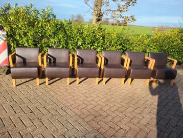  Set van 6 Hutten stoelen – beukenhout & bruin  beschikbaar voor biedingen