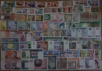 LOT VAN 80 BANKBILJETTEN UIT DE HELE WERELD beschikbaar voor biedingen