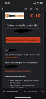Hotelspecials kortingsbon 10 euro, Eén persoon