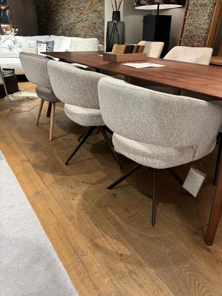 Set van 6 prachtige armstoelen Malmo Stof Lodge/Leer combi, Ophalen, Overige kleuren, Zo goed als nieuw, Stof