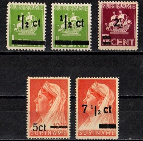 Suriname nr. 210a+b-211-213 Hulpuitgifte 1945 postfris, Postzegels en Munten, Postzegels | Suriname, Postfris, Ophalen of Verzenden