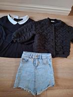 mt 98/104: Spijkerrok Vingino en longsleeve en vest Zara!, Gebruikt, Meisje, Trui of Vest, Ophalen of Verzenden