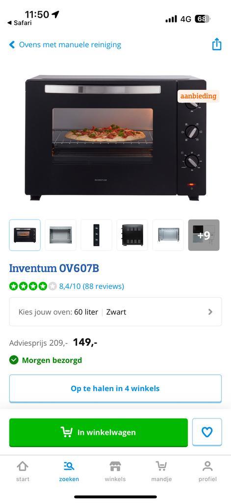 Inventum OV607B losstaande oven, Witgoed en Apparatuur, Ovens, Zo goed als nieuw, Vrijstaand, Oven, Minder dan 45 cm, 60 cm of meer
