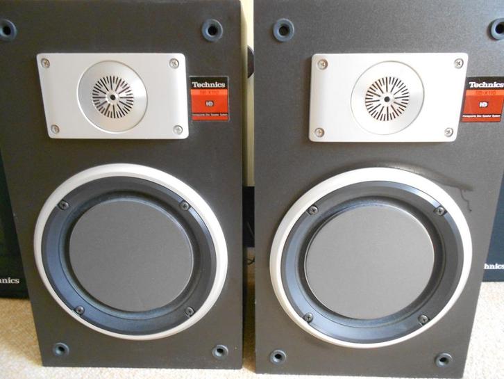 Technics SB-X110 vintage luidsprekers, 1984, honey comb, Audio, Tv en Foto, Luidsprekers, Gebruikt, Front, Rear of Stereo speakers