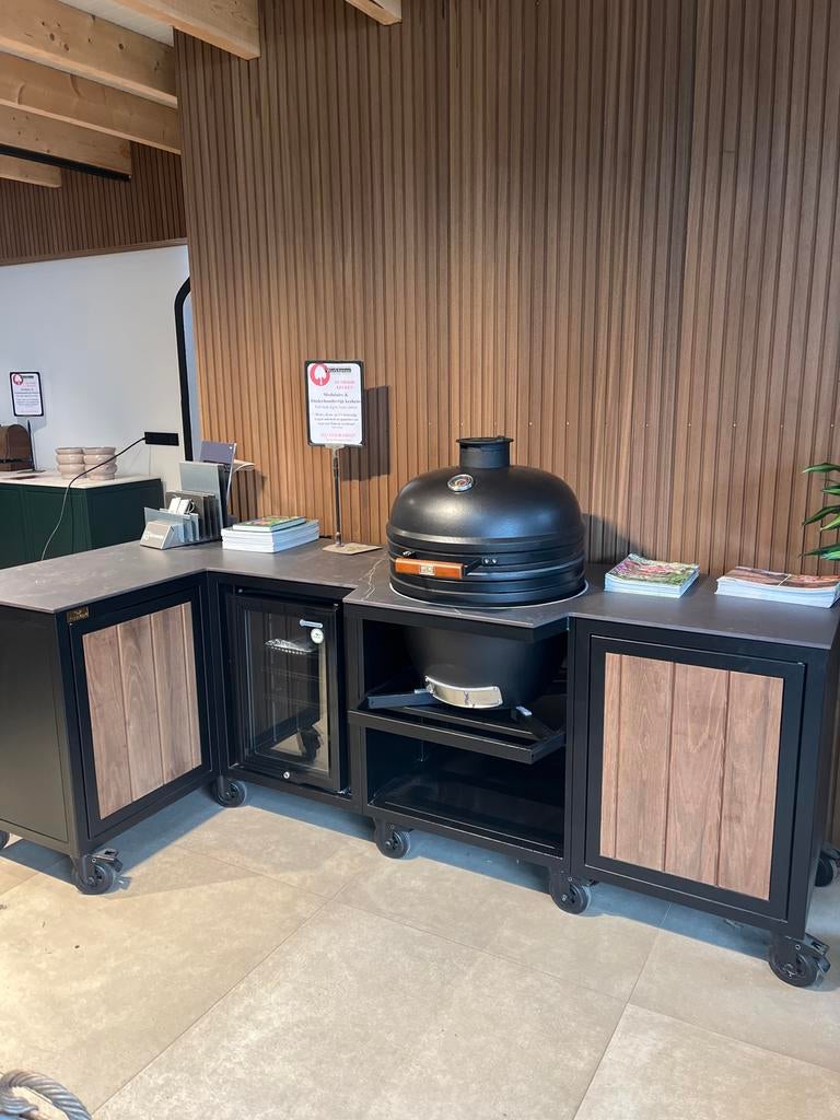 Luxe Buitenkeuken met Kamado Grill & Koelkast, Ophalen of Verzenden, Nieuw, Houtskool, Inbouw