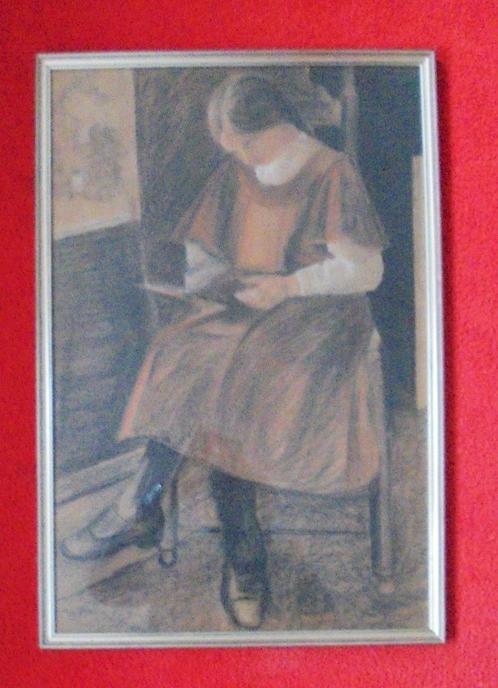 Adri Pieck.1894-1982.Lezend meisje.Prachtig!, Antiek en Kunst, Kunst | Schilderijen | Klassiek, Ophalen