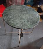 Marmeren Bijzettafel met Gouden Poten, Tuin en Terras, Tuintafels, Ophalen of Verzenden, Gebruikt, Rond, Metaal