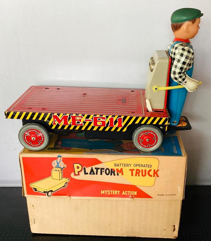 Zeer zeldzame 1960 Platform Truck,ME 611,China + doos,lezen, Antiek en Kunst, Antiek | Speelgoed, Ophalen