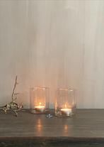 Glazen windlicht steenslag waxinehouder glas stoer landelijk, Verzenden, Nieuw