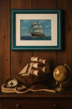 Maritiem schilderij – Zeilschip op zee, Verzamelen, Scheepvaart, Ophalen of Verzenden, Kaart, Foto of Prent