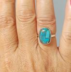 925 zilveren ring met natuurlijke Blauwe Koper Turquoise, O.T., Blauw, Nieuw, Ophalen of Verzenden