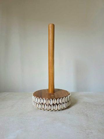 Boho keukenrolhouder met schelpen 1 uit Bali UNIEK! beschikbaar voor biedingen