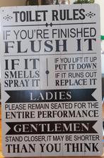 Wandbord Toilet rules, Huis en Inrichting, Ophalen of Verzenden, Nieuw