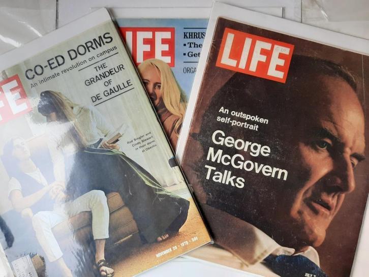 Drie oude amerikaanse tijdschriften LIFE voor 1972, Boeken, Tijdschriften en Kranten, Zo goed als nieuw, Muziek, Film of Tv, Ophalen of Verzenden