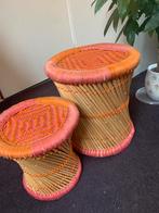 Rieten stoeltjes/opbergers, Huis en Inrichting, Ophalen, Gebruikt, Mand, Rond