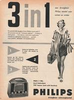 Retro reclame 1954 Philips 3 in 1 draagbare radio, Verzamelen, Retro, Verzenden, Overige typen