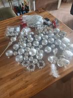 Zilverkleurige kerstboomvrrsiering incl piek, Ophalen of Verzenden, Zo goed als nieuw