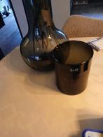 Zwarte glazen vaas en waxine licht dutz!, Huis en Inrichting, Woonaccessoires | Vazen, Ophalen, Gebruikt, Zwart, Glas