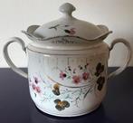 Antieke prachtig gedecoreerde Emaille potje met deksel, Ophalen of Verzenden