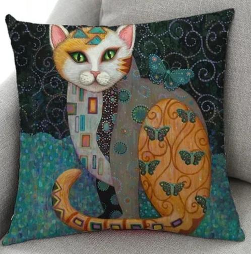 Nieuw, kussenhoezen, 45-45 cm. Poezen, vlinder, ect., Huis en Inrichting, Woonaccessoires | Kussens, Nieuw, Overige kleuren, Vierkant