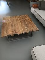 Salontafel massief hout met glasplaat, Huis en Inrichting, Ophalen, 100 tot 150 cm, 50 tot 100 cm, Zo goed als nieuw