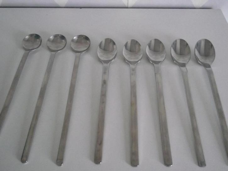8 ijslepel lang koffie dessert lepel rond 19-21 cm RVS p st, Antiek en Kunst, Antiek | Bestek, Ophalen of Verzenden