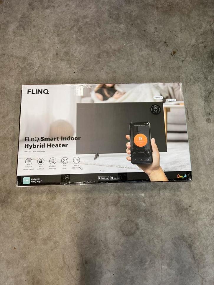 FlinQ - Infrarood/Elektrische Kachel - Zwart en wit - +App, Doe-het-zelf en Verbouw, Verwarming en Radiatoren, Zo goed als nieuw