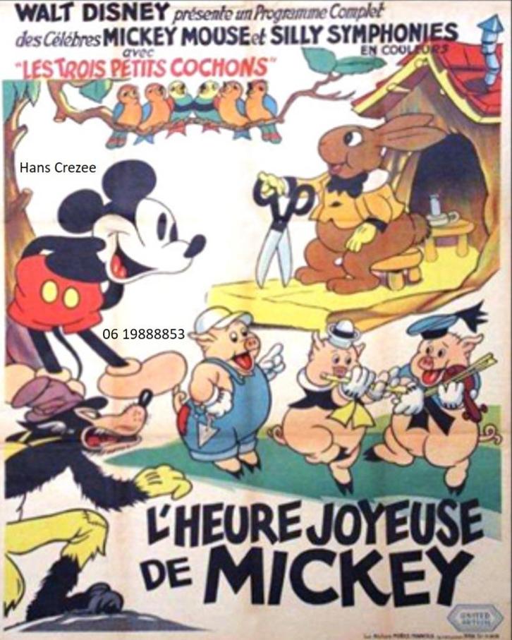 gezocht oud tekenfilm affiche Disney Mickey Mouse 1930 1940, Verzamelen, Posters, Gebruikt, Film en Tv, A1 t/m A3, Rechthoekig Staand