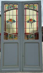 Set Jugendstil glas in lood deuren, 1 set en 4 losse deuren., Ophalen