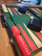 Backgammon spel in luxe leren koffer 56 x 45 cm opengeklapt, Een of twee spelers, Ophalen of Verzenden, Zo goed als nieuw, Onbekend