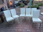 6 eetkamer stoelen, Huis en Inrichting, Ophalen, Gebruikt, Wit, Metaal