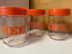 Vintage oranje opbergpotten thee koffie suiker, Ophalen, Gebruikt, Glas, Pot, Bus of Blik