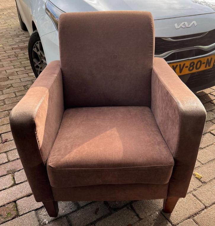 2x bruine fauteuil, Huis en Inrichting, Fauteuils, Gebruikt, 50 tot 75 cm, 75 tot 100 cm, Ophalen