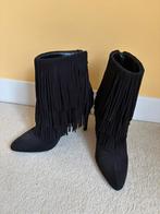 Zara zwarte enkellaarsjes met franjes en hak. Maat 40, Zwart, Lage of Enkellaarzen, Ophalen of Verzenden, Zo goed als nieuw