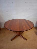 Vintage eettafel rond teak tafel Denmark design Glostrup, 100 tot 150 cm, Vintage mid century design jaren 60 70, ..., Zo goed als nieuw