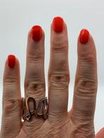 V485 Prachtige zilveren bicolor ring maat 19, 19 tot 20, Ophalen of Verzenden, X, Dame