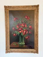 Olieverfschilderij Vaas met klaprozen gesigneerd Tilly Moes, Ophalen of Verzenden