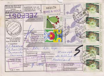 Suriname 1985 Pakketkaart Zeepost Vogels Cactussen vlag beschikbaar voor biedingen