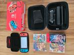 Nintendo Switch blauw/rood + games + controller + extra's, Ophalen, Zo goed als nieuw