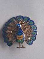 Geëmailleerde pauw broche, filigrain, Sieraden, Tassen en Uiterlijk, Antieke sieraden, Ophalen of Verzenden, Broche, Verguld