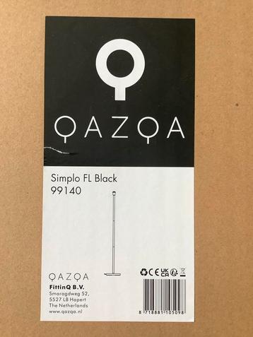 Nieuwe Qazqa Simplo FL Black Staande Lamp met zwarte kap beschikbaar voor biedingen