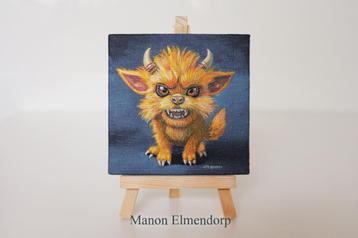 Uniek Handgeschilderd Fantasy Art Schilderijtje incl Ezeltje beschikbaar voor biedingen