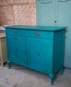 Vintage retro donker turquoise dressoir, Zo goed als nieuw, Ophalen