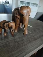 2 Houten Olifanten Beelden, Tuin en Terras, Tuinbeelden, Ophalen of Verzenden