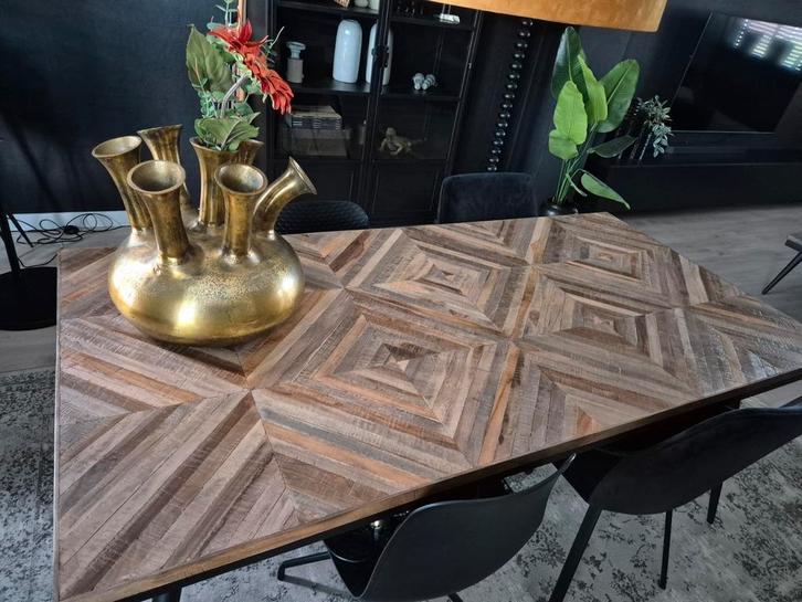 BePure Eettafel + Salontafel Set - Industrieel Teakhout, Huis en Inrichting, Tafels | Eettafels, Zo goed als nieuw, 50 tot 100 cm