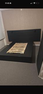 IKEA NORDLI BED zwart 160x200cm met hoofdbord 240cm, Ophalen, Gebruikt, Zwart, Tweepersoons